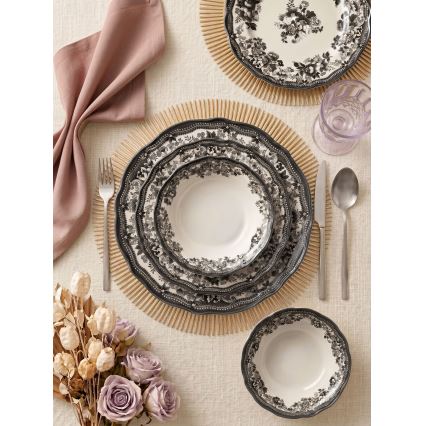 24-dielna jedálenská súprava, biela/čierna, porcelán