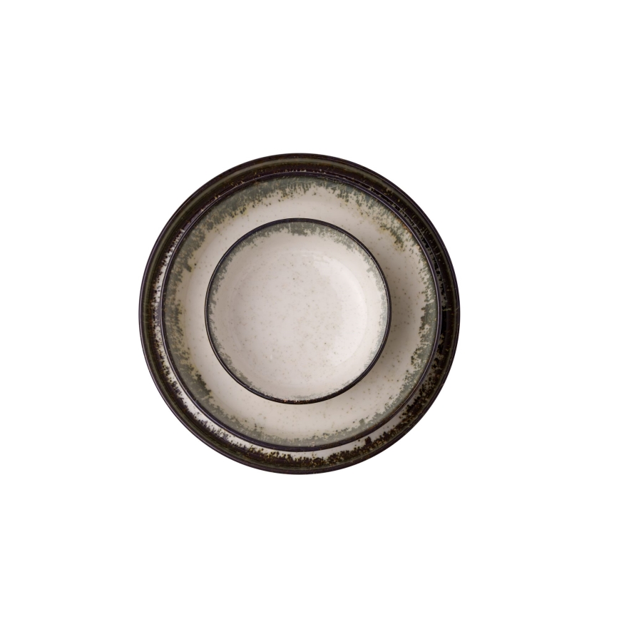 24-dielna jedálenská súprava biela/hnedá/porcelán