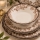 24-dielna jedálenská súprava, biela/hnedá, porcelán
