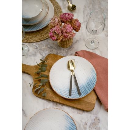 24-dielna jedálenská súprava, biela/modrá, porcelán