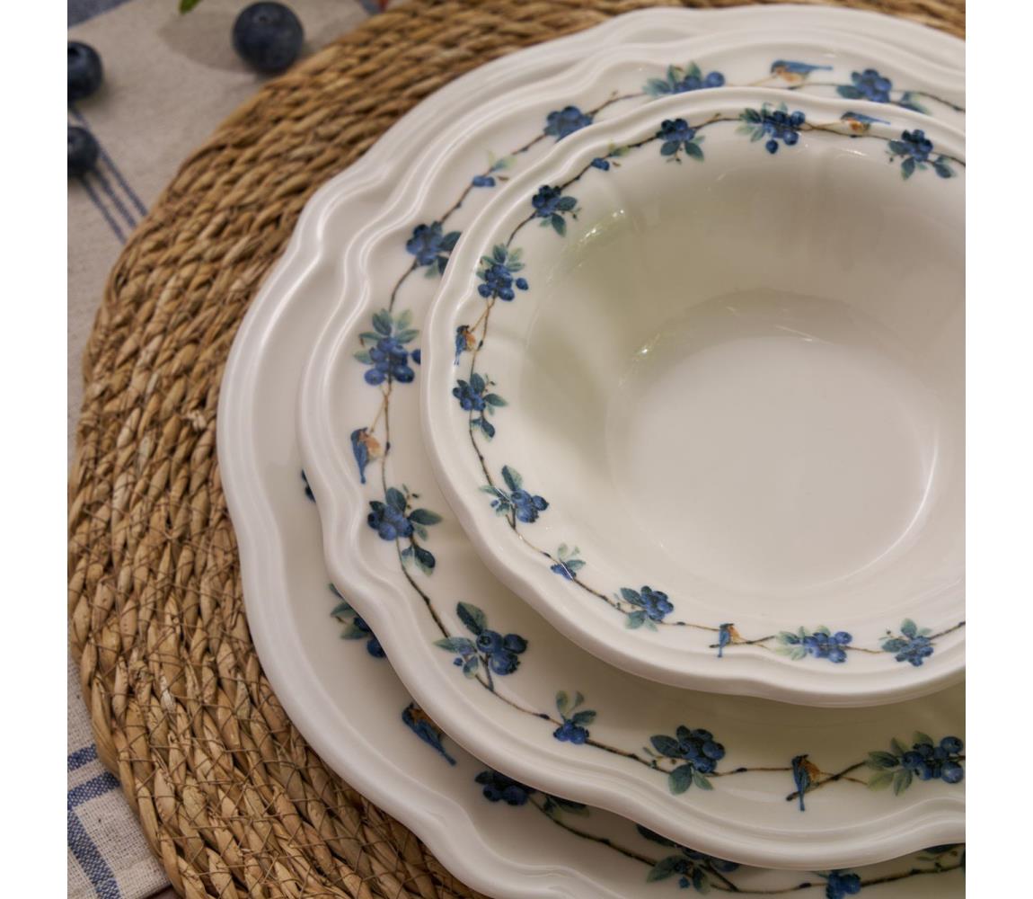 24-dielna jedálenská súprava, biela/modrá, porcelán 520ZNO1101