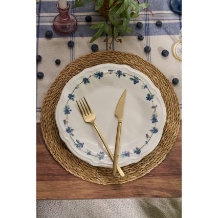 24-dielna jedálenská súprava, biela/modrá, porcelán