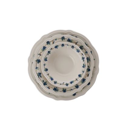 24-dielna jedálenská súprava, biela/modrá, porcelán