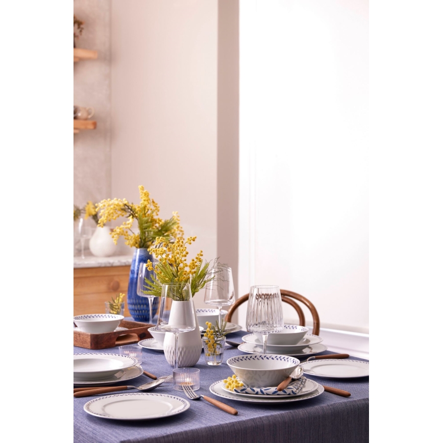 24-dielna jedálenská súprava, biela/modrá, porcelán