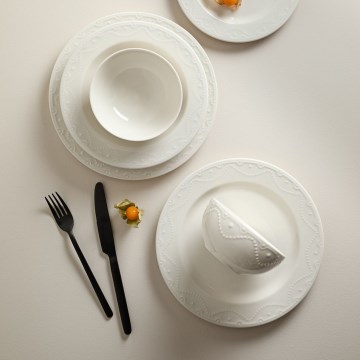 24-dielna jedálenská súprava, biela, porcelán