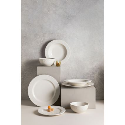 24-dielna jedálenská súprava, biela, porcelán