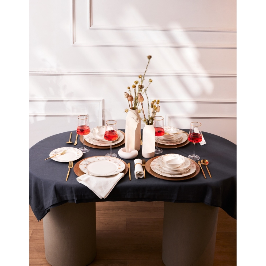 24-dielna jedálenská súprava, biela/šedá, z porcelánu