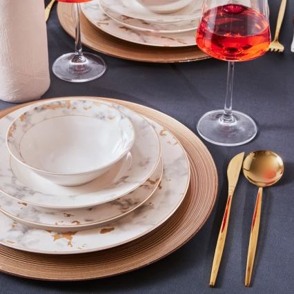 24-dielna jedálenská súprava, biela/šedá, z porcelánu