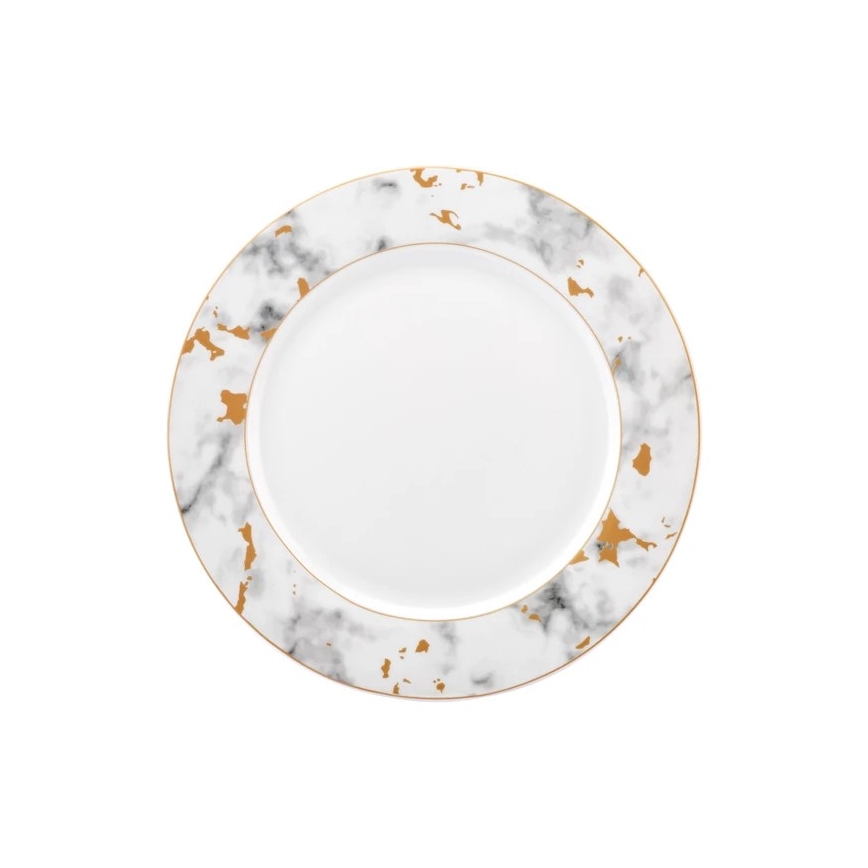 24-dielna jedálenská súprava, biela/šedá, z porcelánu