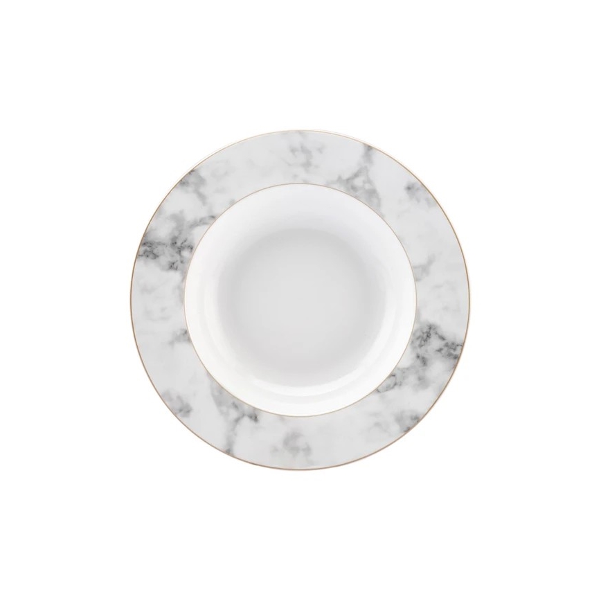 24-dielna jedálenská súprava, biela/šedá, z porcelánu