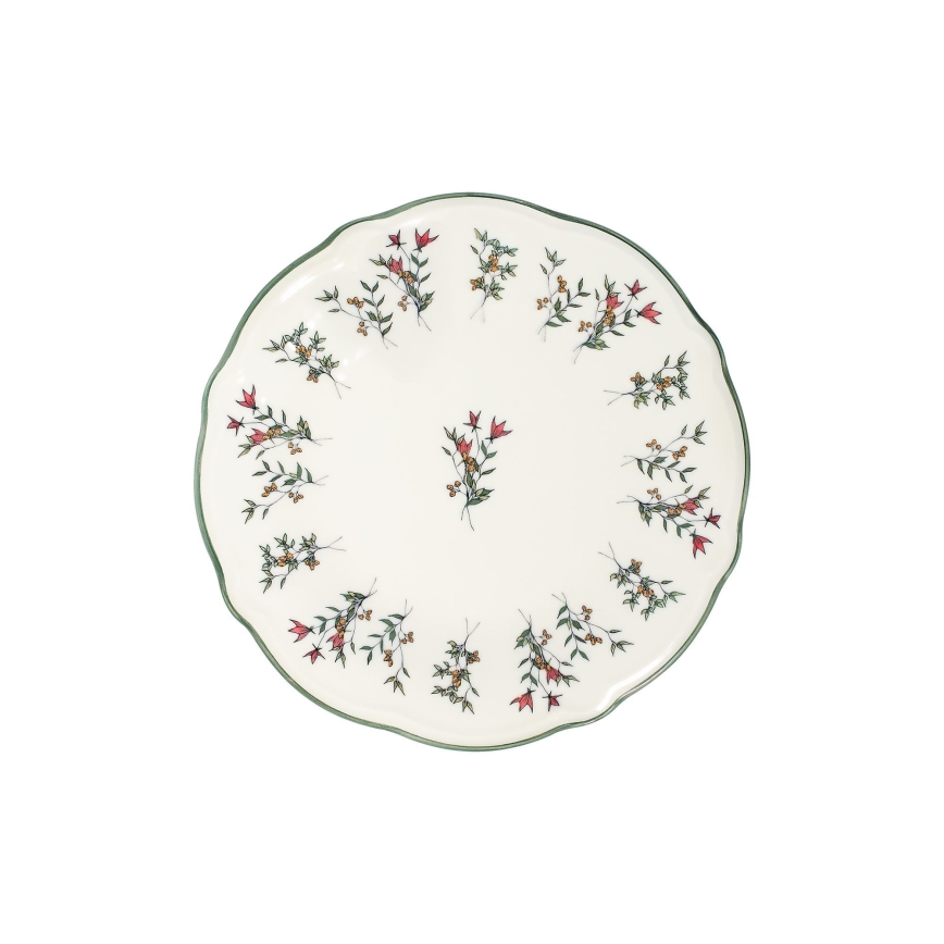 24-dielna jedálenská súprava, biela/zelená/červená, porcelánová