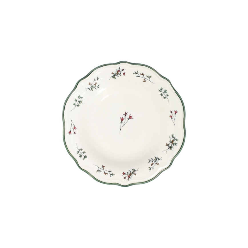 24-dielna jedálenská súprava, biela/zelená/červená, porcelánová