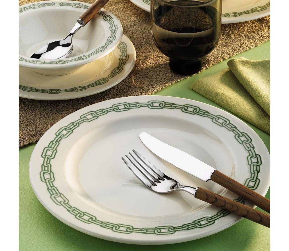 24-dielna jedálenská súprava biela/zelená/porcelán 711BRN1107