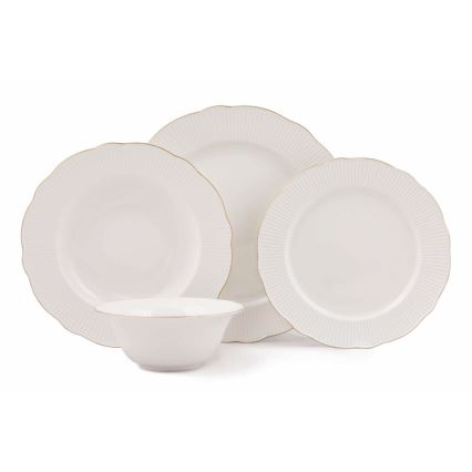 24-dielna jedálenská súprava, biela/zlatá, porcelán