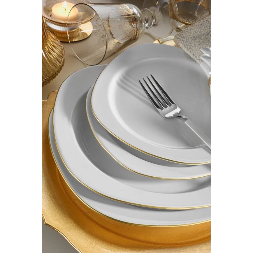 24-dielna jedálenská súprava biela/zlatá/porcelán
