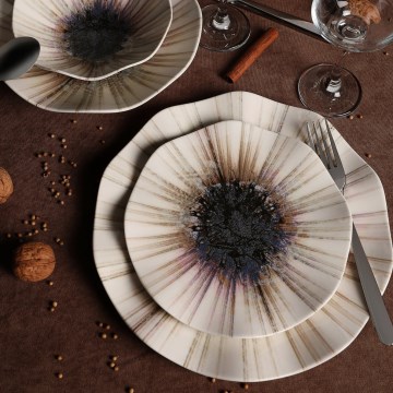 24-dielna jedálenská súprava hnedá/porcelán