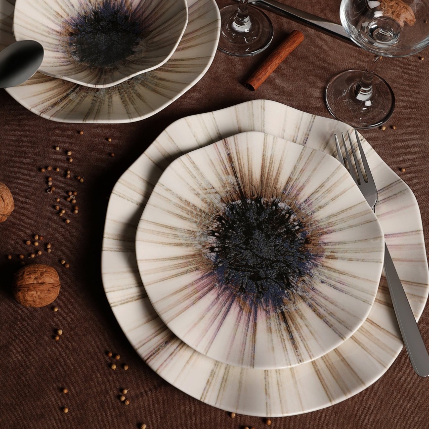 24-dielna jedálenská súprava hnedá/porcelán