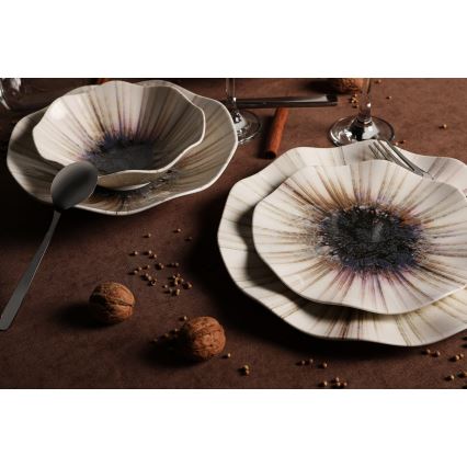 24-dielna jedálenská súprava hnedá/porcelán