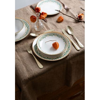 24-dielna jedálenská súprava, krémová/béžová/zelená, porcelán