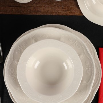 24-dielna jedálenská súprava, krémová/porcelán