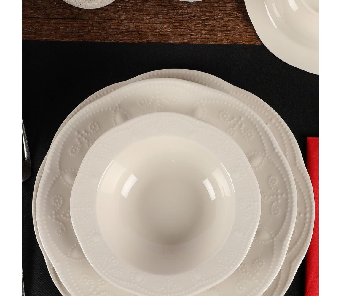 24-dielna jedálenská súprava, krémová/porcelán 710KTP3806