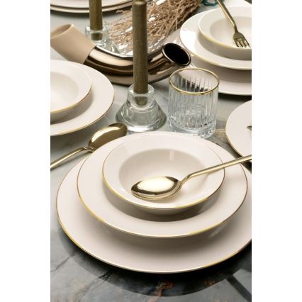 24-dielna jedálenská súprava krémová/zlatá/porcelán