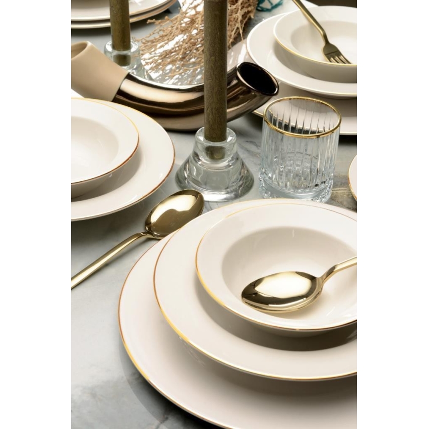 24-dielna jedálenská súprava krémová/zlatá/porcelán
