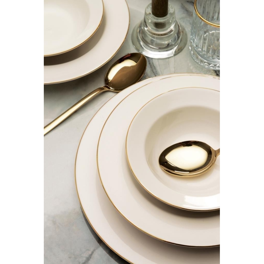 24-dielna jedálenská súprava krémová/zlatá/porcelán
