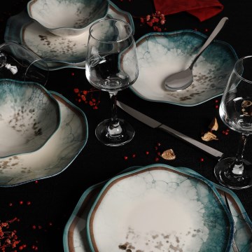 24-dielna jedálenská súprava, modrá, porcelán