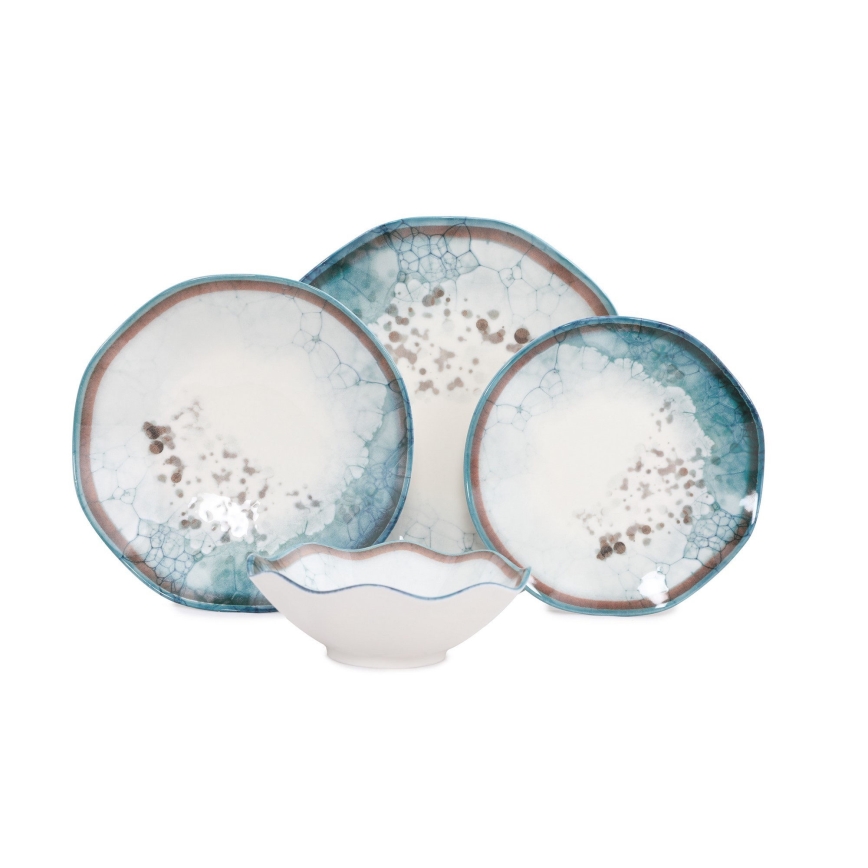 24-dielna jedálenská súprava, modrá, porcelán