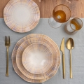 24-dielna jedálenská súprava, oranžová/modrá, porcelán