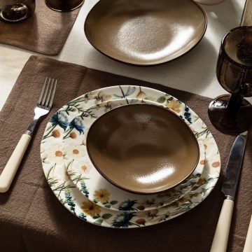 24-dielna jedálenská súprava pestrofarebná/hnedá/porcelán