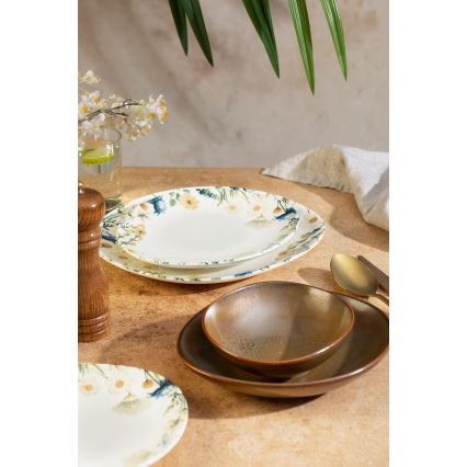 24-dielna jedálenská súprava pestrofarebná/hnedá/porcelán