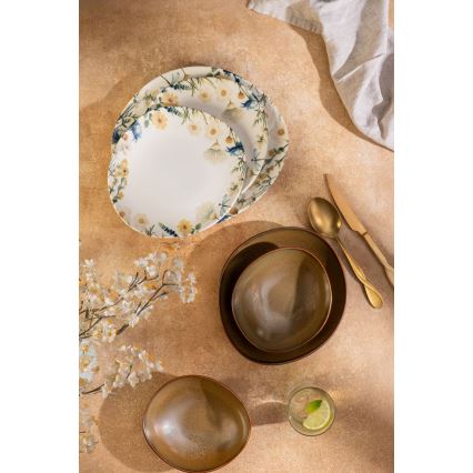 24-dielna jedálenská súprava pestrofarebná/hnedá/porcelán