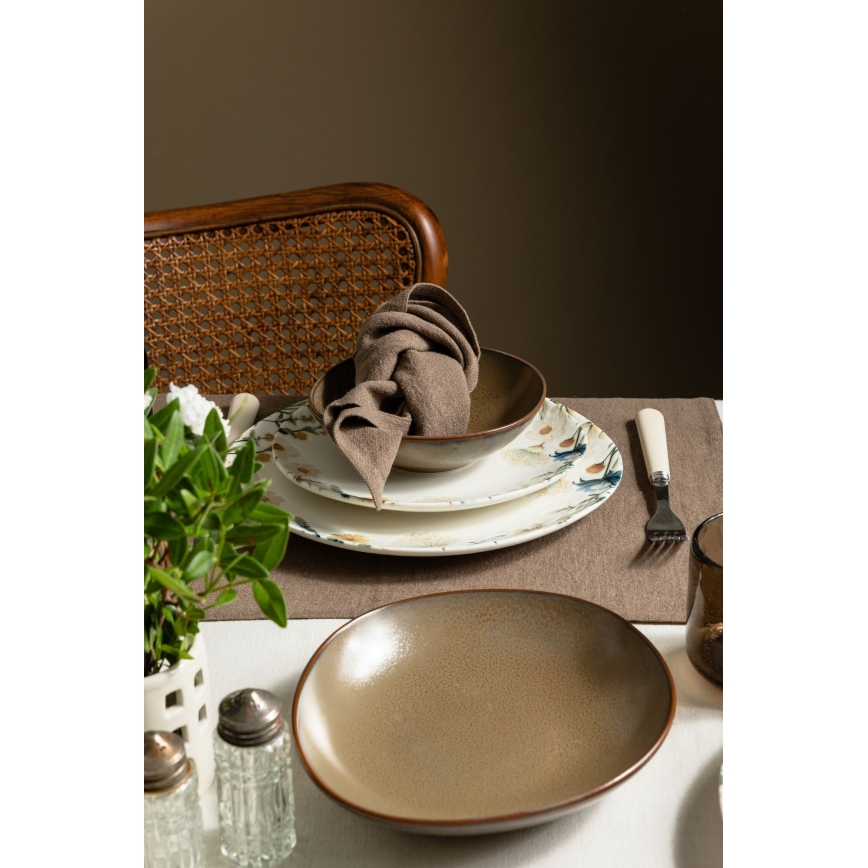 24-dielna jedálenská súprava pestrofarebná/hnedá/porcelán