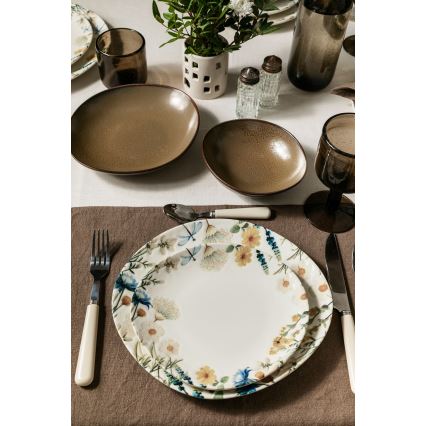 24-dielna jedálenská súprava pestrofarebná/hnedá/porcelán