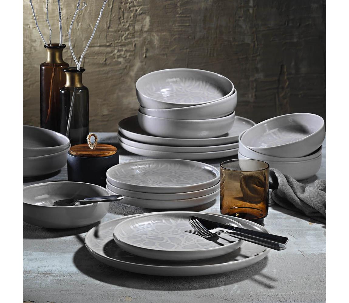 24-dielna jedálenská súprava, sivá/porcelán 710KTP3529