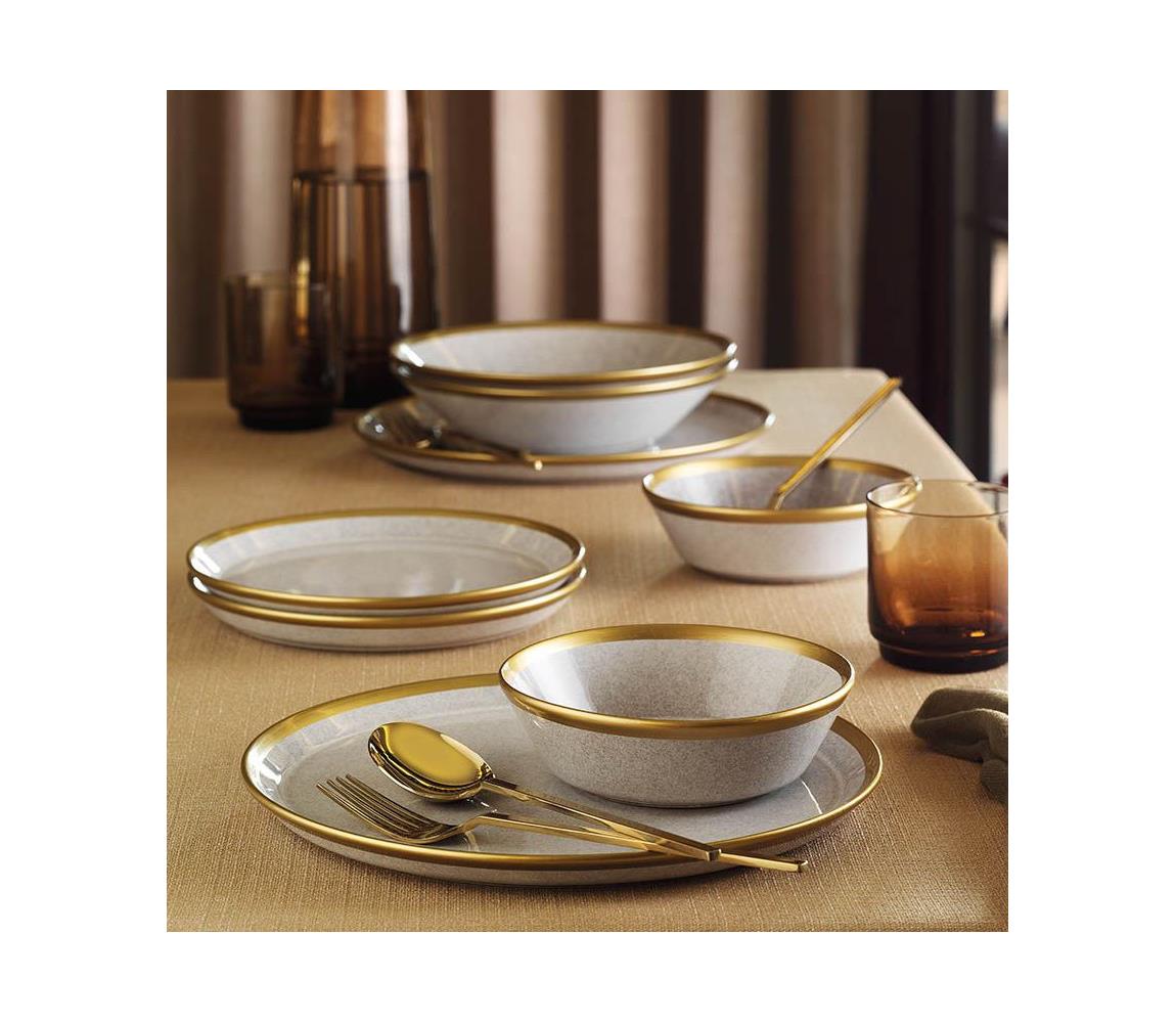24-dielna jedálenská súprava sivá/zlatá/porcelán 710KTP3808