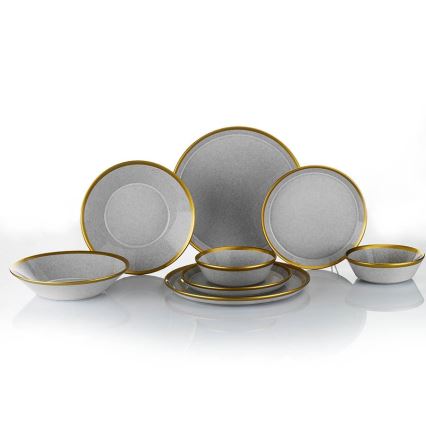 24-dielna jedálenská súprava sivá/zlatá/porcelán