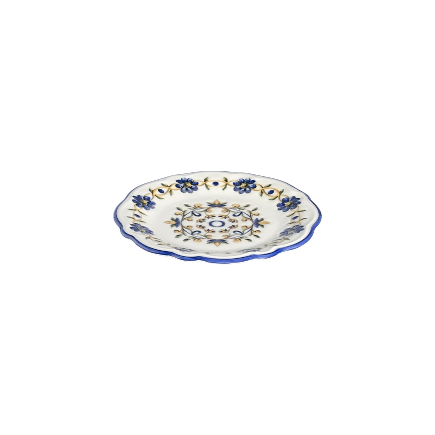 24-dielna jedálenská súprava z porcelánu, biela/modrá/žltá