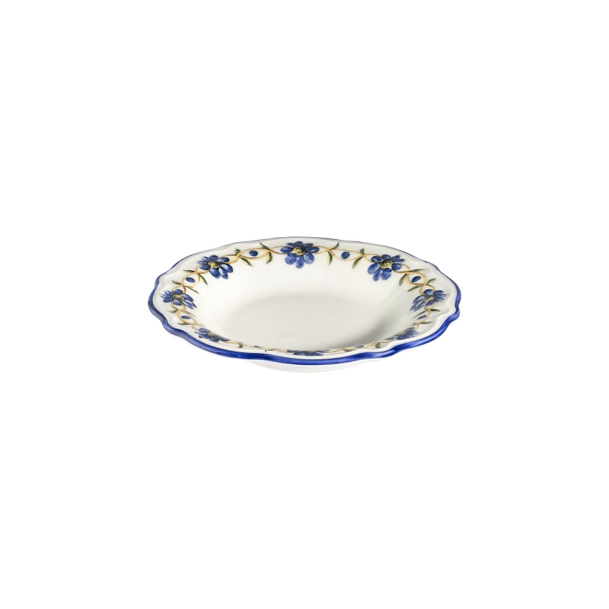 24-dielna jedálenská súprava z porcelánu, biela/modrá/žltá