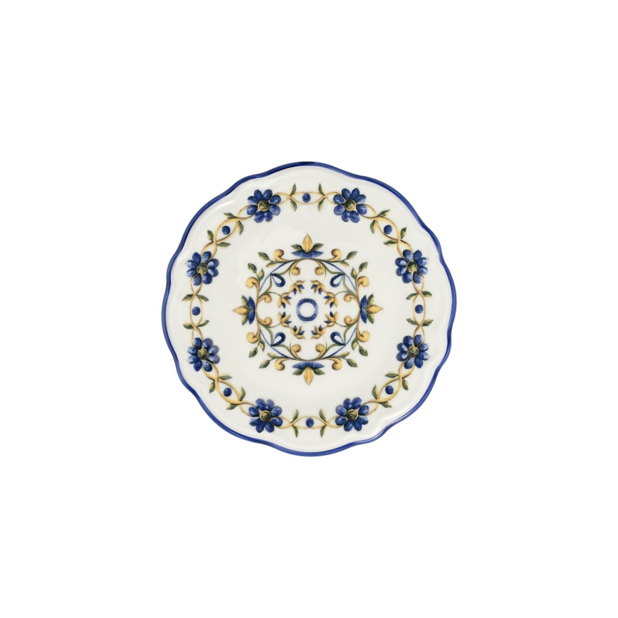 24-dielna jedálenská súprava z porcelánu, biela/modrá/žltá