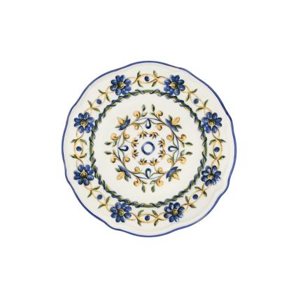 24-dielna jedálenská súprava z porcelánu, biela/modrá/žltá