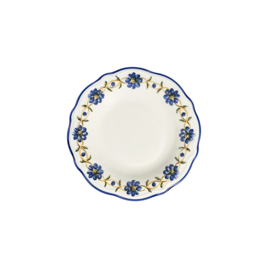 24-dielna jedálenská súprava z porcelánu, biela/modrá/žltá