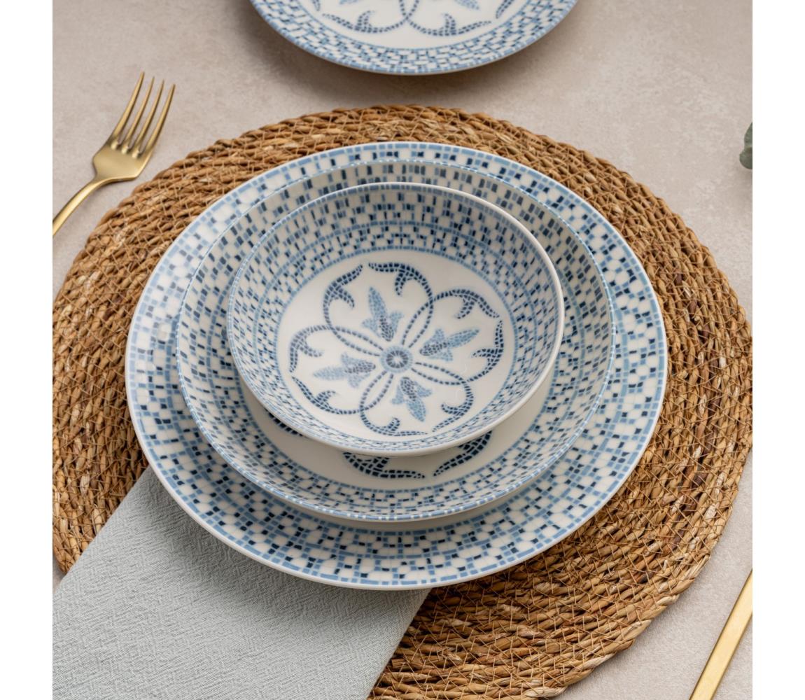 24-dielna jedálenská súprava z porcelánu v elegantnej modrej 387GRP1365