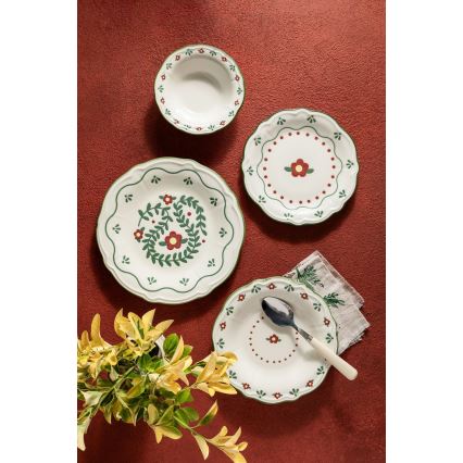24-dielna pestrofarebná jedálenská sada z porcelánu