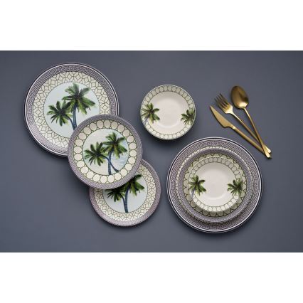 24-dielna pestrofarebná jedálenská súprava, keramická