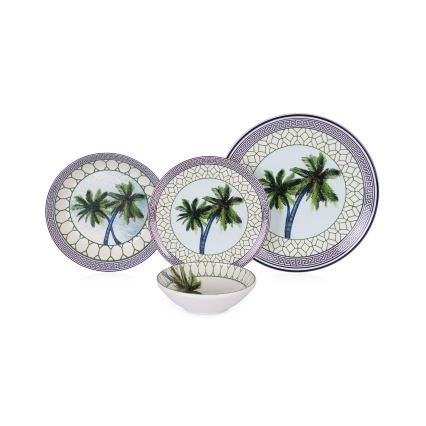 24-dielna pestrofarebná jedálenská súprava, keramická