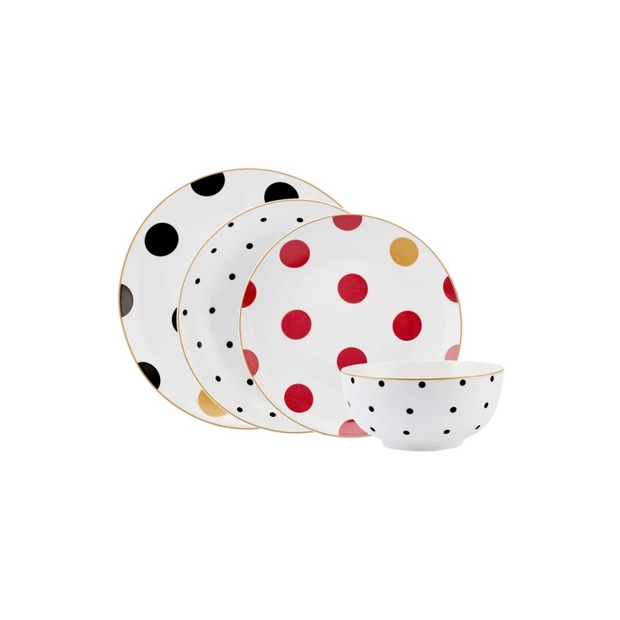 24-dielna pestrofarebná jedálenská súprava z porcelánu