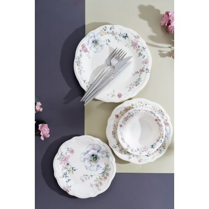 24-dielna pestrofarebná jedálenská súprava z porcelánu